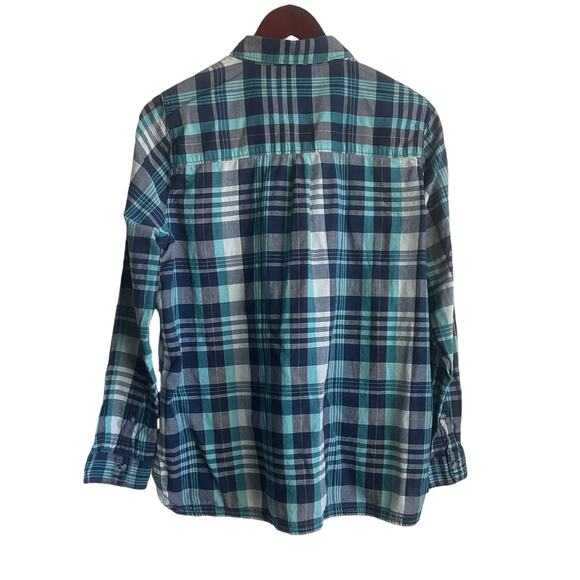 Toad & Co Women Top M Blue Plaid Button Popover Preppy Camping Hike Outdoor - Picture 3 of 9